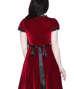 Killstar Heather Velvet 60's Jurk Ruby Red New In