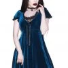 Killstar Heather Velvet 60's Jurk Sapphire Blue New In
