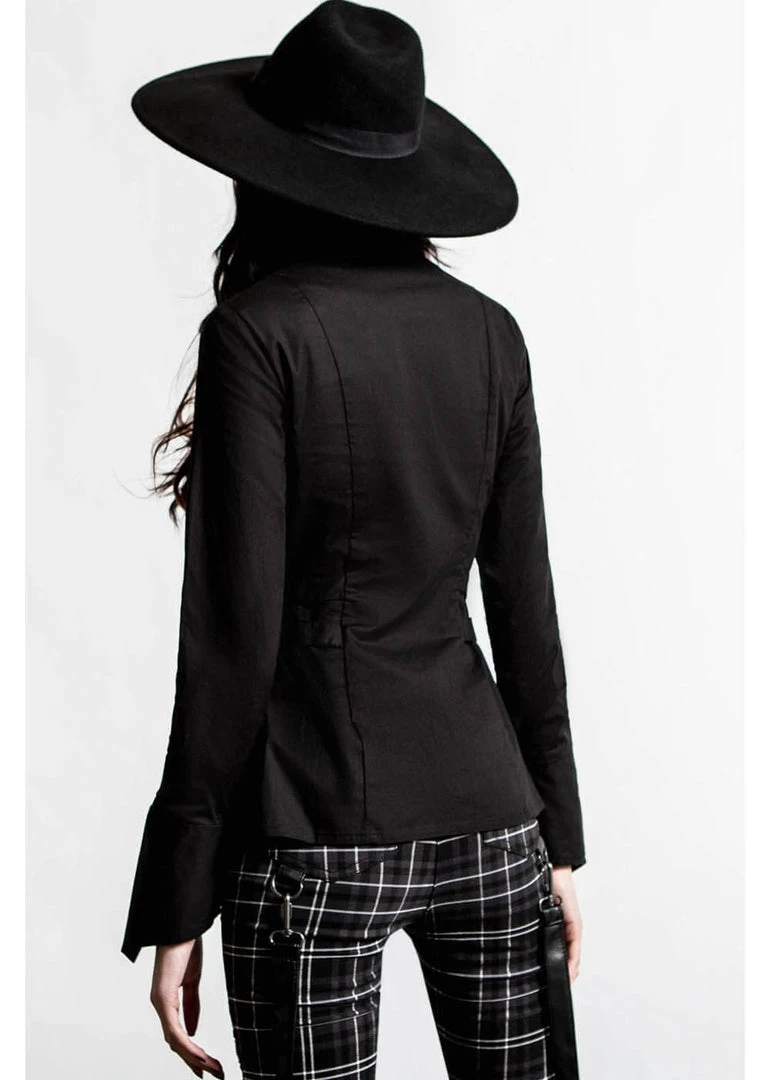 New In Killstar Haze & Confused Zip Shirt Black