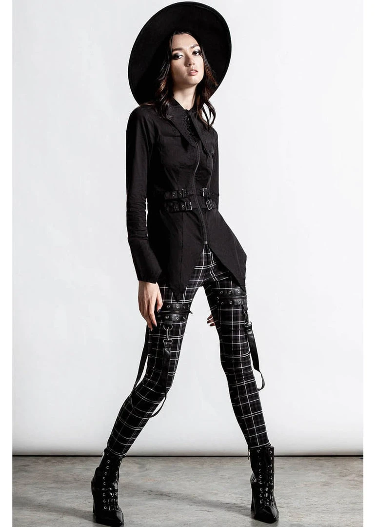 New In Killstar Haze & Confused Zip Shirt Black