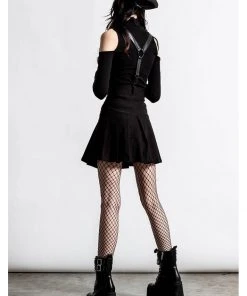 Killstar Shadows Suspender Skirt Black New In