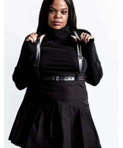 Killstar Shadows Suspender Skirt Black New In