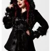 Killstar Flies By Night Bat Faux-Fur Coat Black