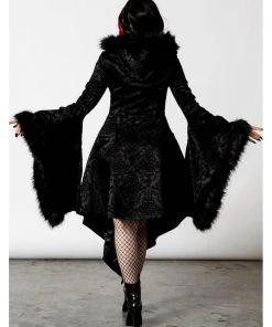Killstar Moonspell Brocade Coat With Hood Black New In