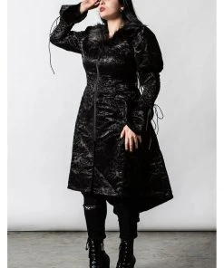 New In Killstar Evarose Brocade Coat Black