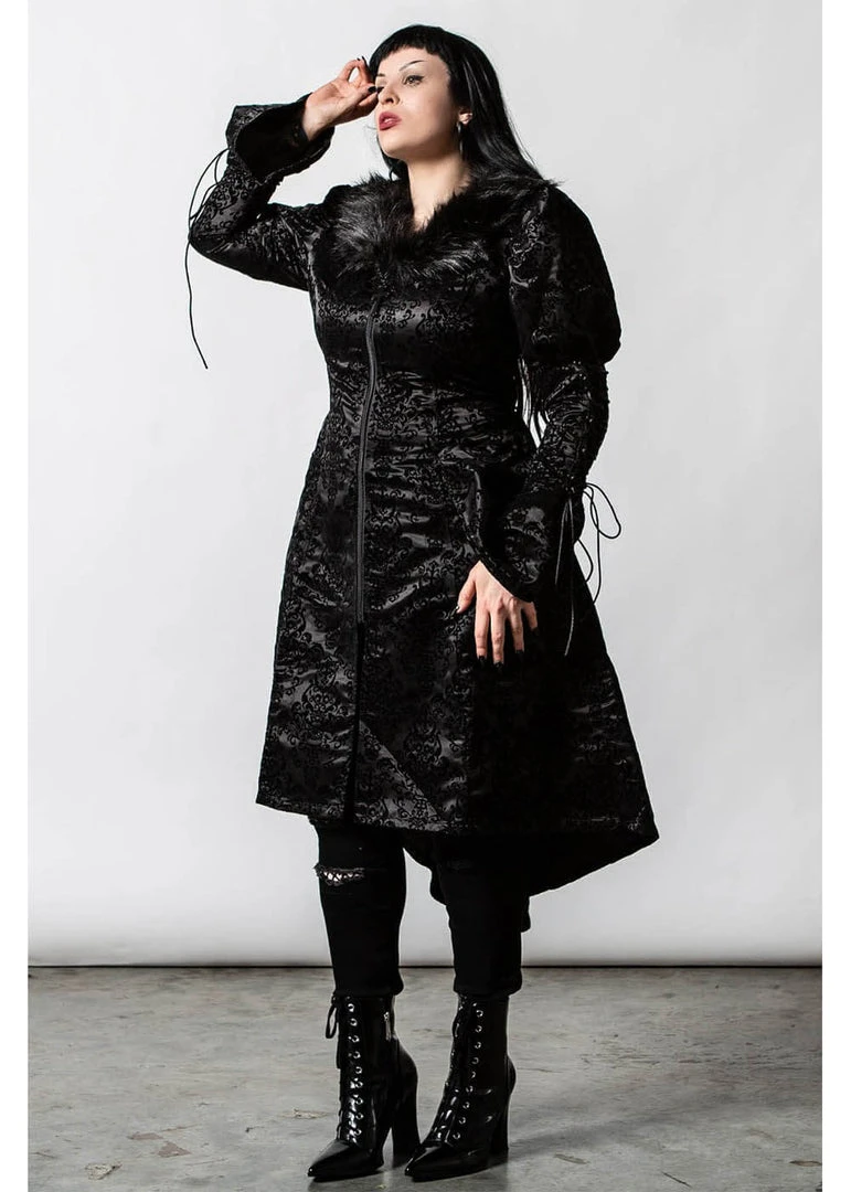 New In Killstar Evarose Brocade Coat Black