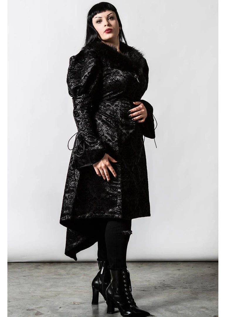New In Killstar Evarose Brocade Coat Black