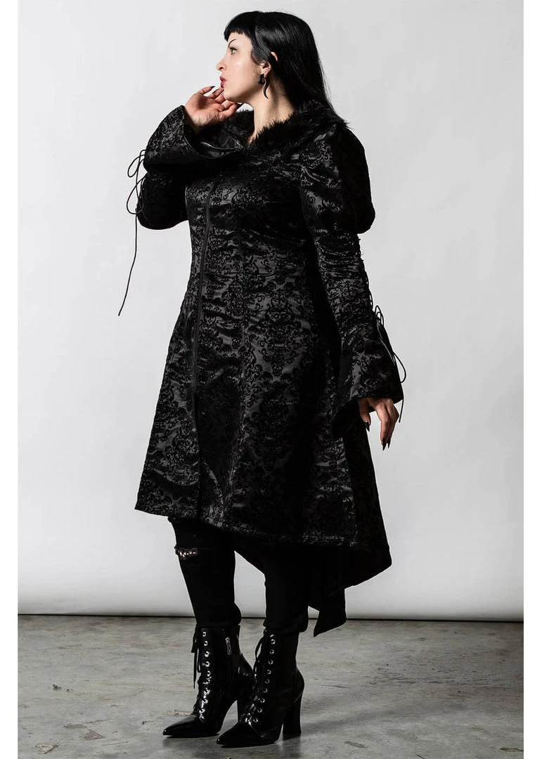 New In Killstar Evarose Brocade Coat Black