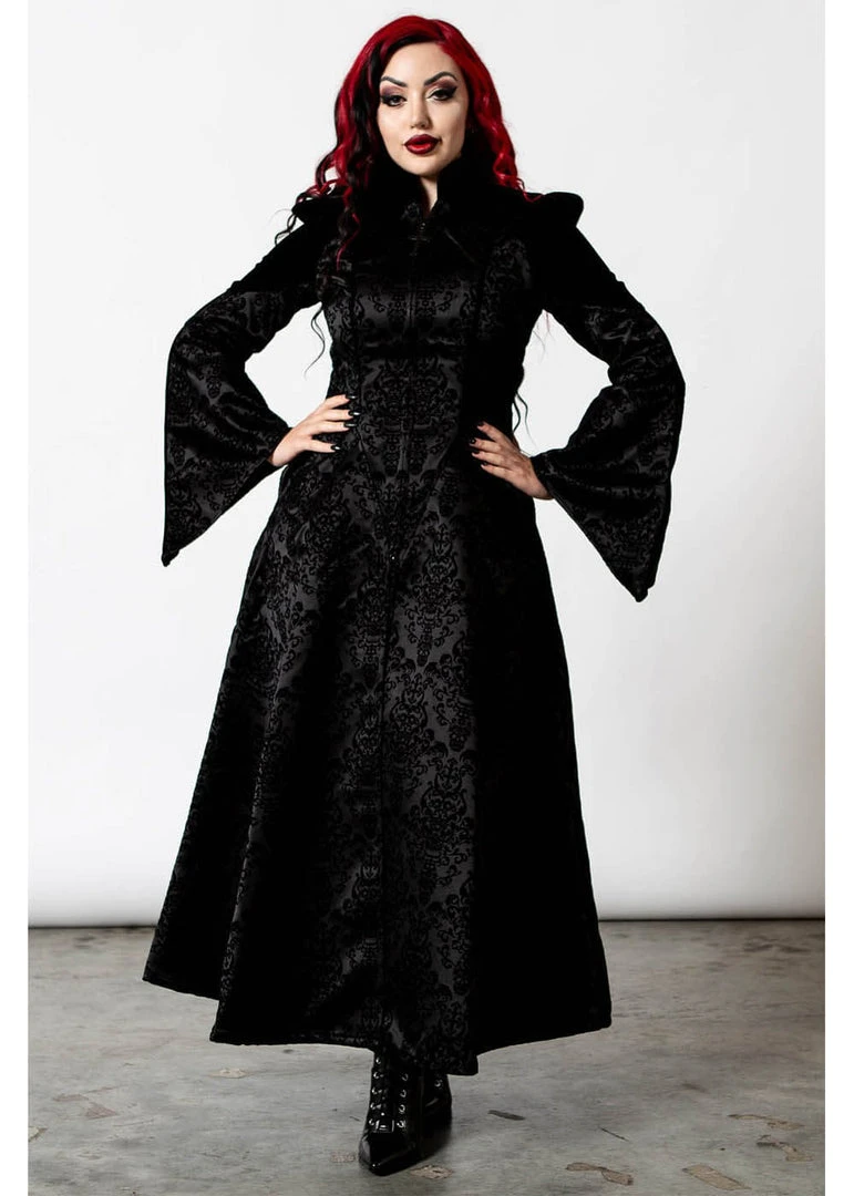 Killstar Vyolet Brocade Coat Black