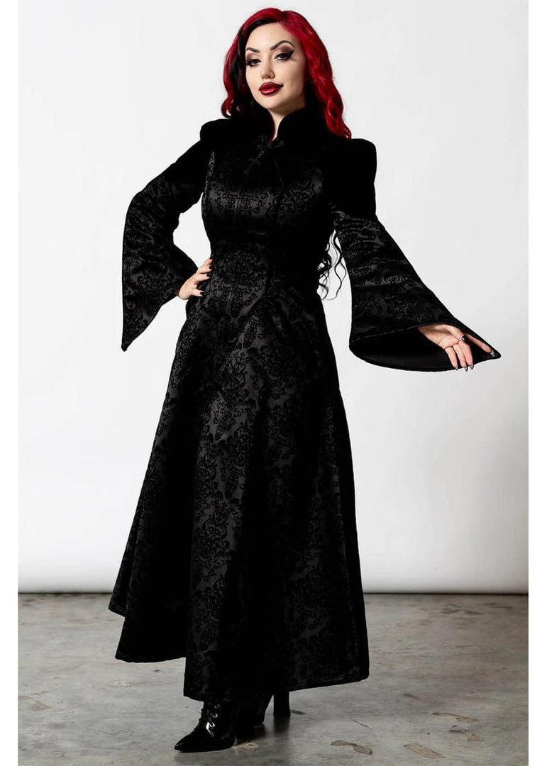 Killstar Vyolet Brocade Coat Black