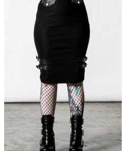 Killstar Bayonet Pencil Skirt Black