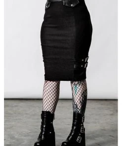 Killstar Bayonet Pencil Skirt Black