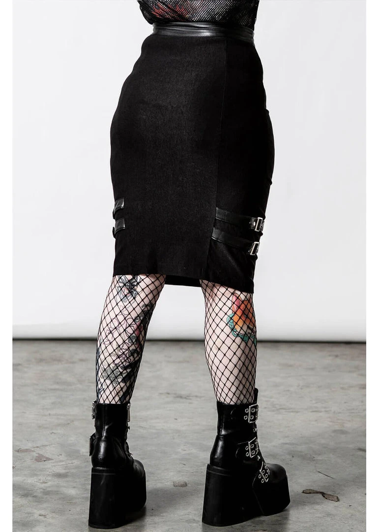 Killstar Bayonet Pencil Skirt Black