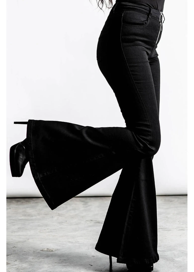 Killstar Unholy Trinity Flare 70's Trousers Black New In