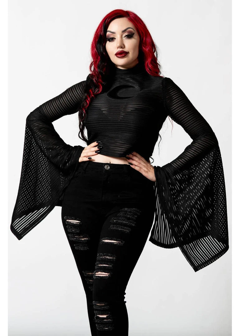 Killstar Phases Moon Striped Top Black