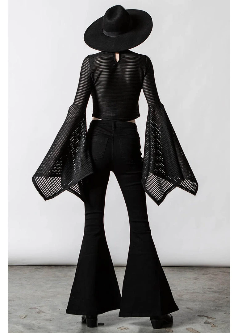 Killstar Phases Moon Striped Top Black