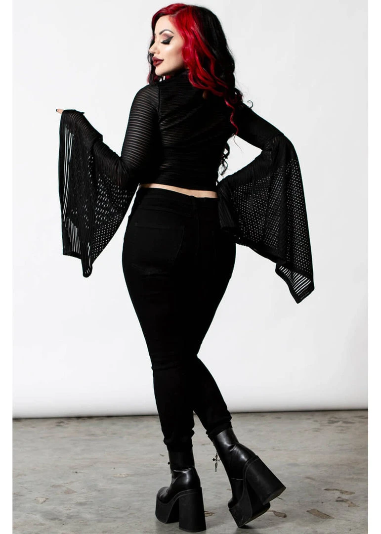 Killstar Phases Moon Striped Top Black