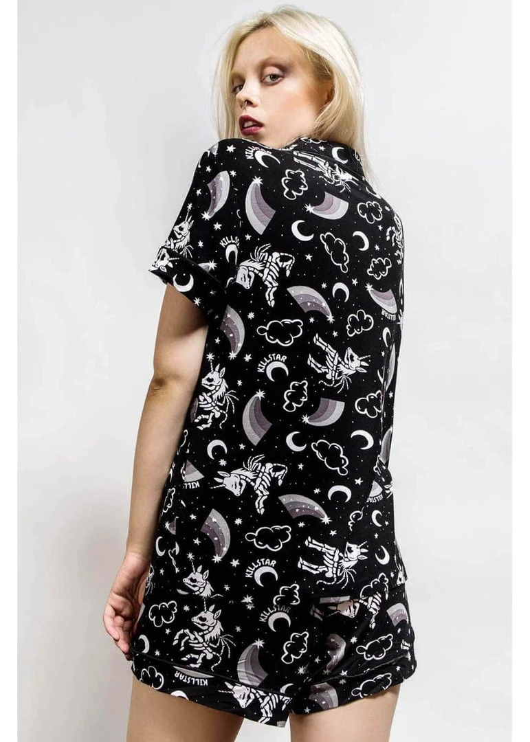 Killstar Moonbow Unicorn Pyjama Set Black New In