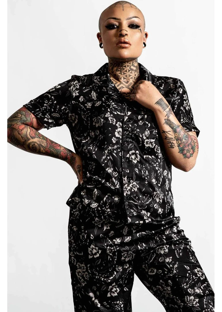 New In Killstar No Rest For The Wicked Pyjama Set Black