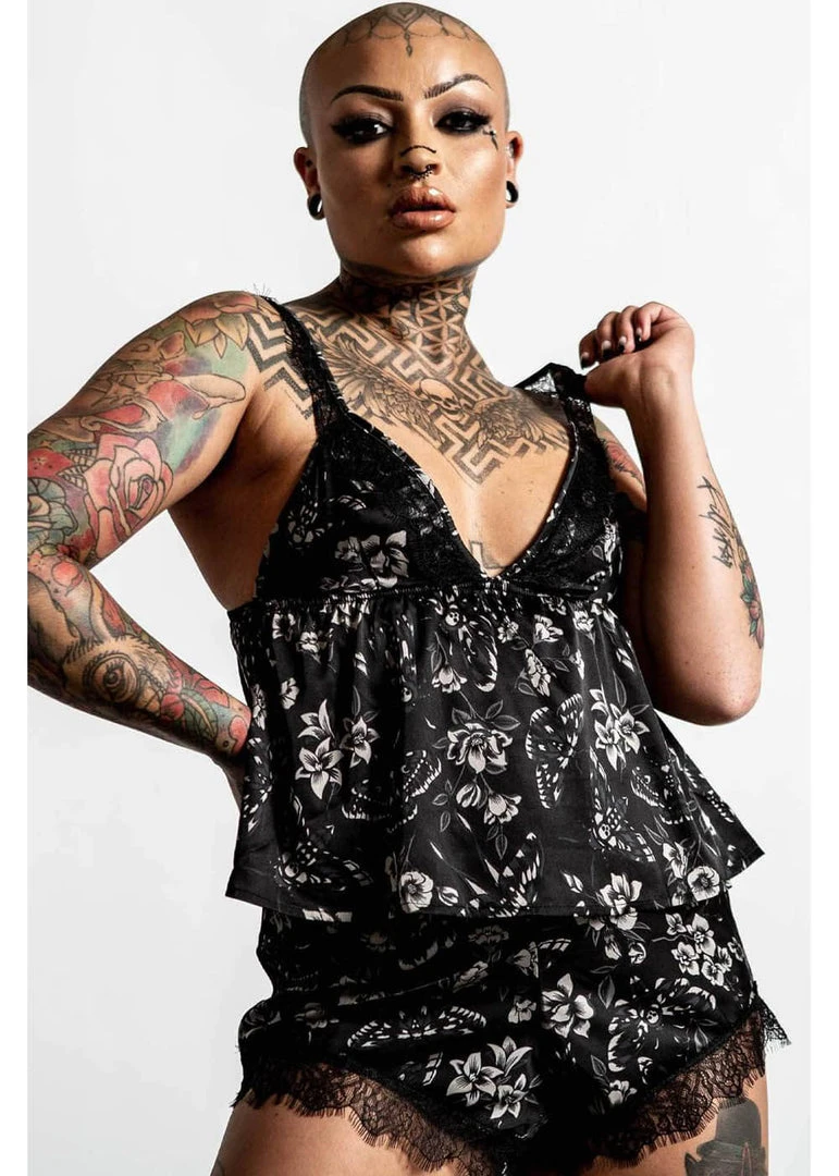 Killstar Moth To Flame Pyjama Set Black