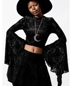 New In Killstar Incarnate Lace-Up Top Black