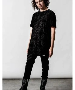 New In Killstar Poe Velvet T-Shirt Black