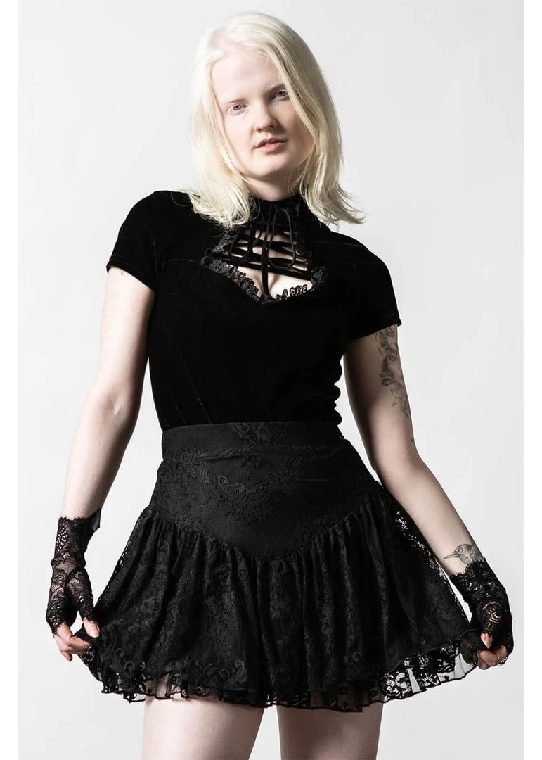 Killstar Malady Velvet 40's Top Black