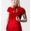 New In Killstar Malady Velvet 40's Top Red