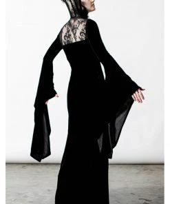 Killstar Dawn Velvet Maxi Dress Black New In