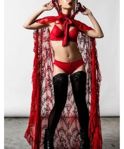 Killstar Vampyren Lace Cape Scarlet Red New In