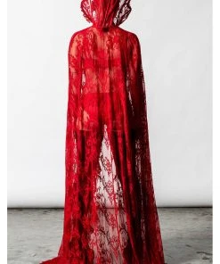 Killstar Vampyren Lace Cape Scarlet Red New In