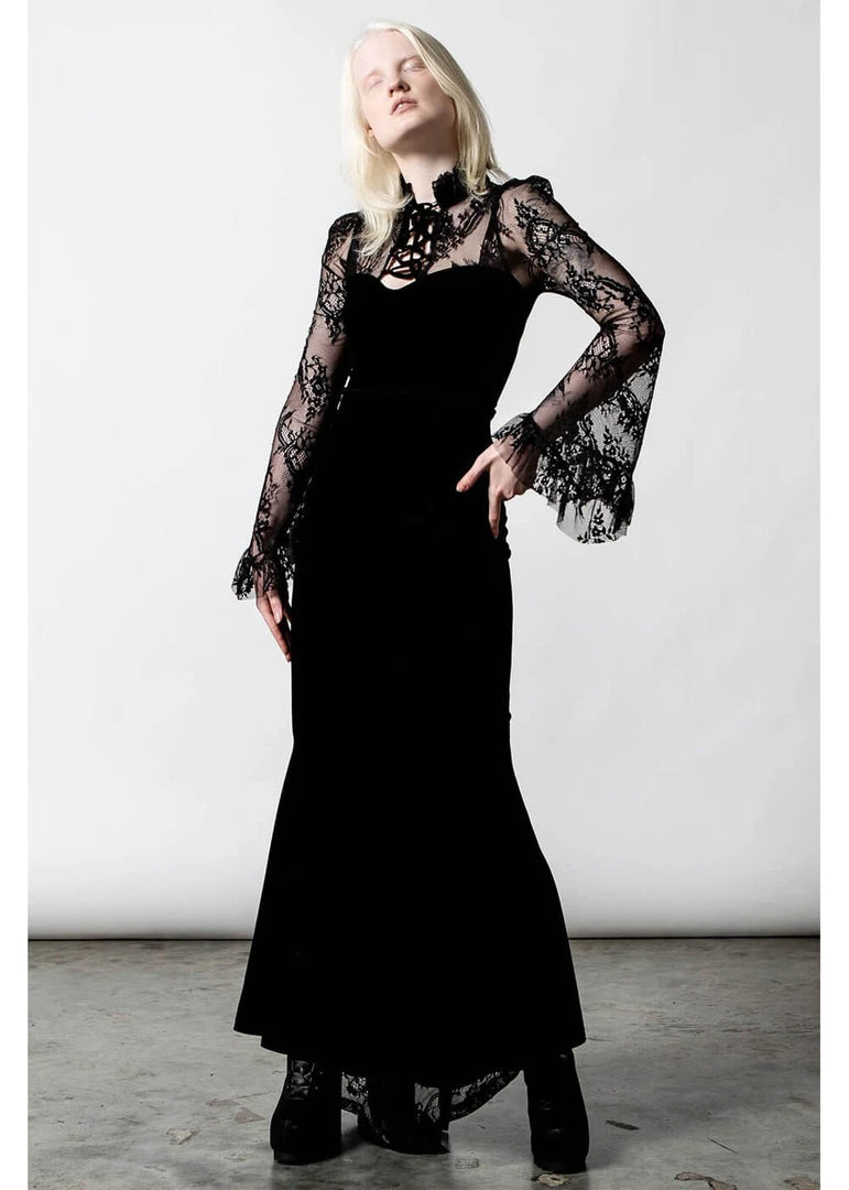 Killstar Poison Fang Velvet Top Black New In