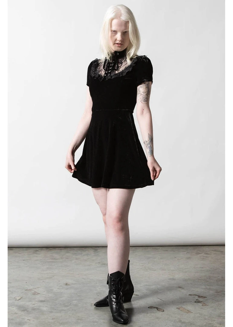 Killstar Evernight Velvet 60's Dress Black