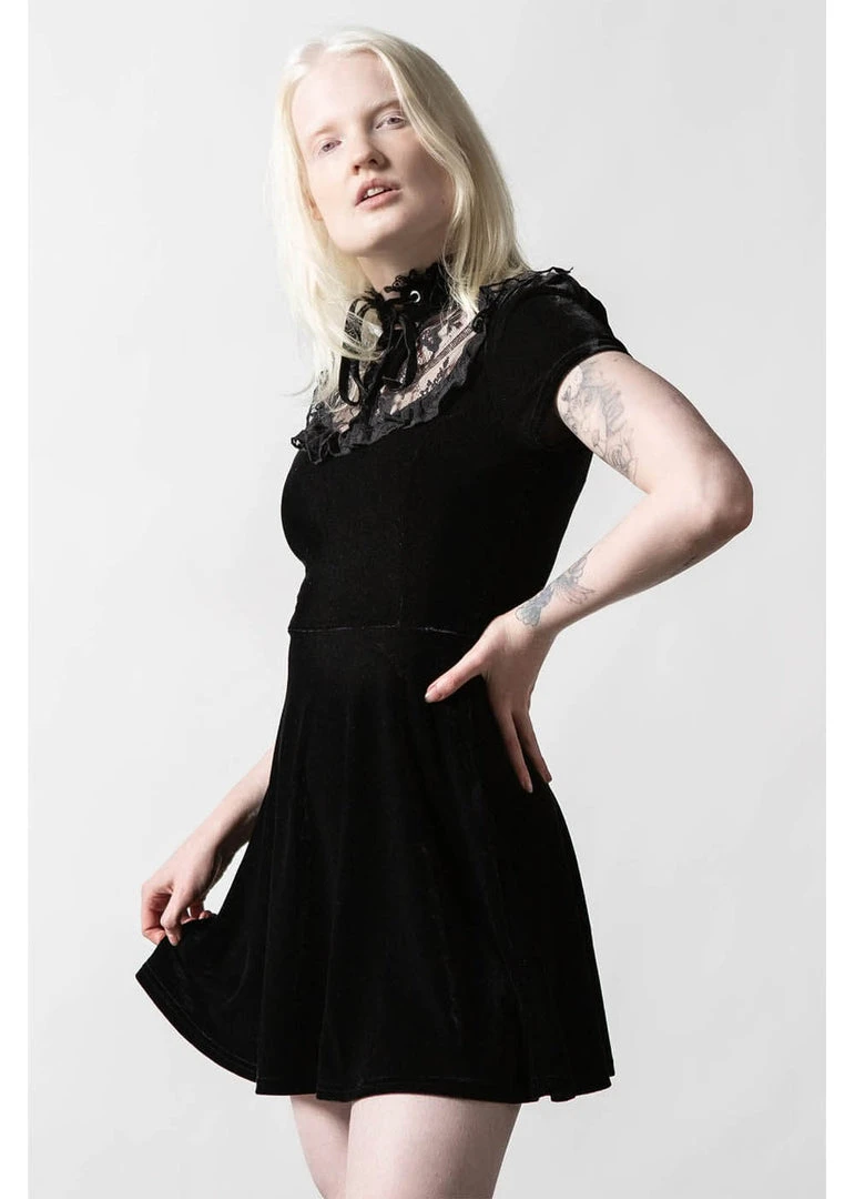 Killstar Evernight Velvet 60's Dress Black
