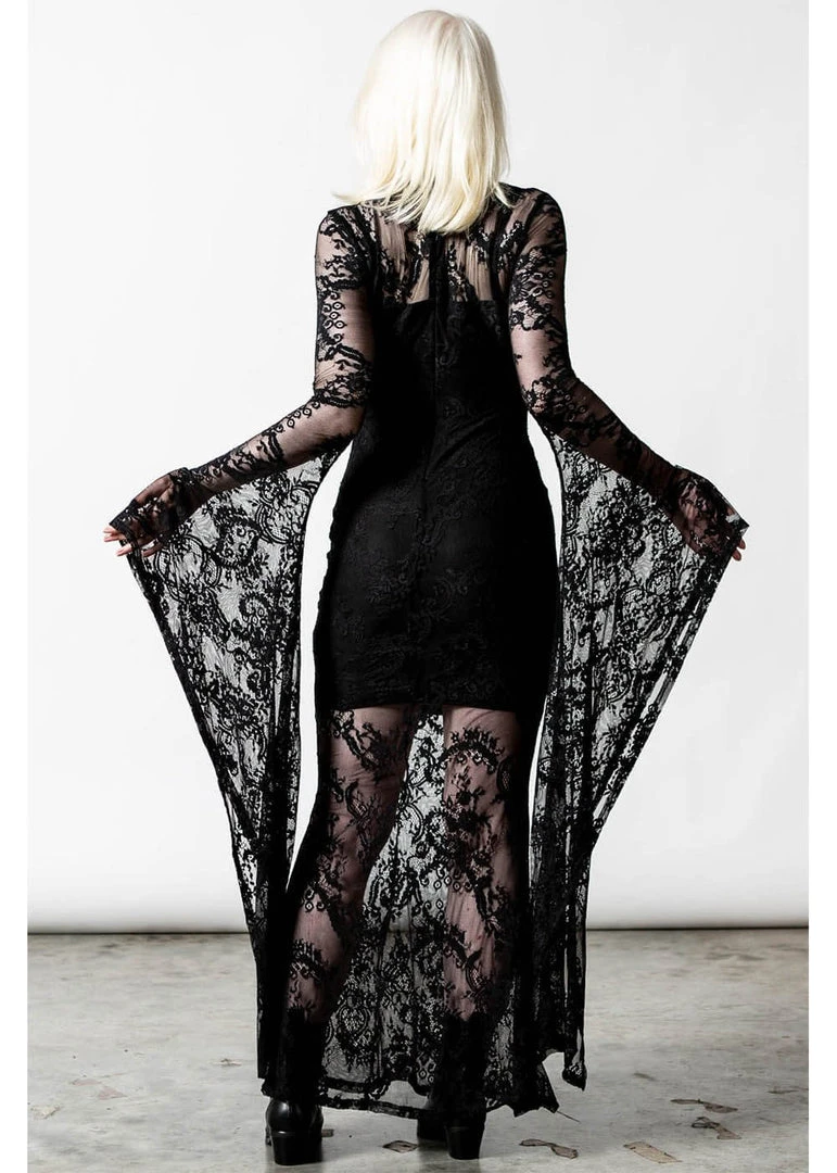 New In Killstar Phenemena Velvet Lace Maxi Dress Black