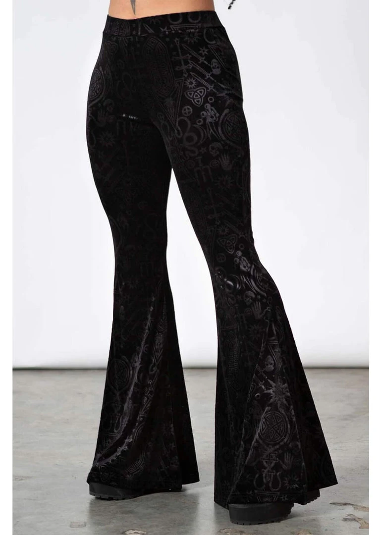 New In Killstar Magick Mourning Velvet Flare 70's Trousers Black