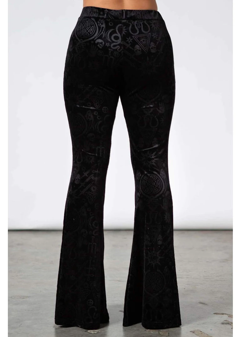 New In Killstar Magick Mourning Velvet Flare 70's Trousers Black