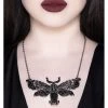 New In Killstar Tinea Morte Moth Skull Necklace Silver