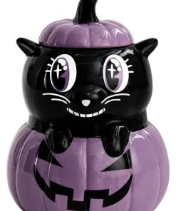 New In Killstar Meowloween Cat Ceramic Pot Black