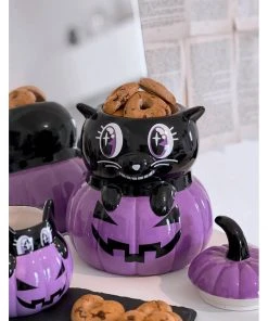 New In Killstar Meowloween Cat Ceramic Pot Black