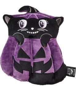 Killstar Meowloween Pumpkin Cat Cushion Black New In