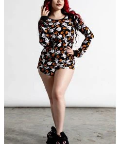 Killstar Haunted Pumpkin Pyjama Shorts Black New In