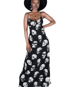 Killstar Heads Rollin' Skulls Maxi Dress Black