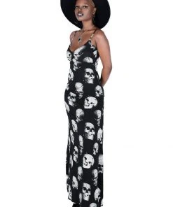 Killstar Heads Rollin' Skulls Maxi Dress Black
