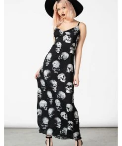 Killstar Heads Rollin' Skulls Maxi Dress Black