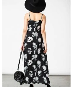 Killstar Heads Rollin' Skulls Maxi Dress Black