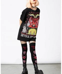 Killstar Pact Devil Long Socks Black New In