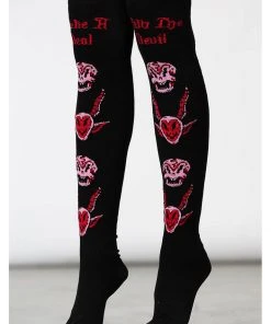 Killstar Pact Devil Long Socks Black New In