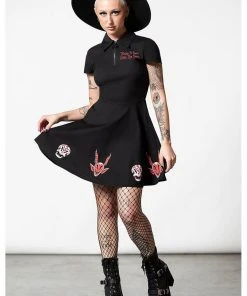 New In Killstar Devil's Contract Collar Dress Black