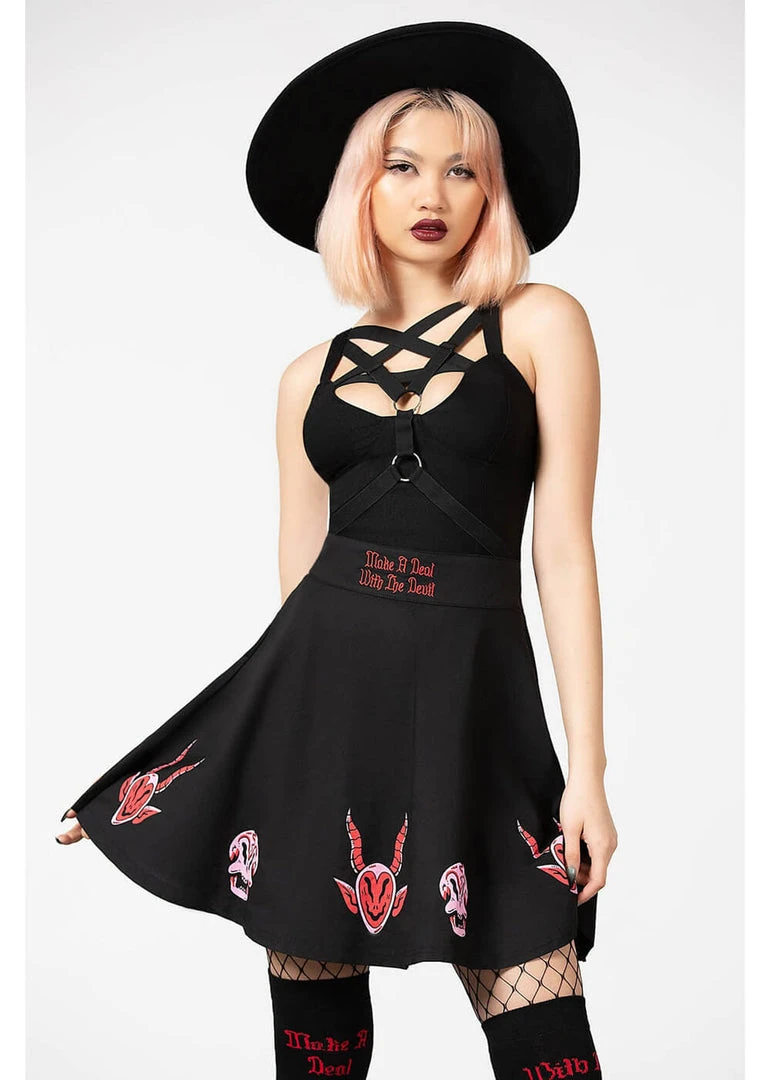 Killstar Covenant Skater Skirt Black